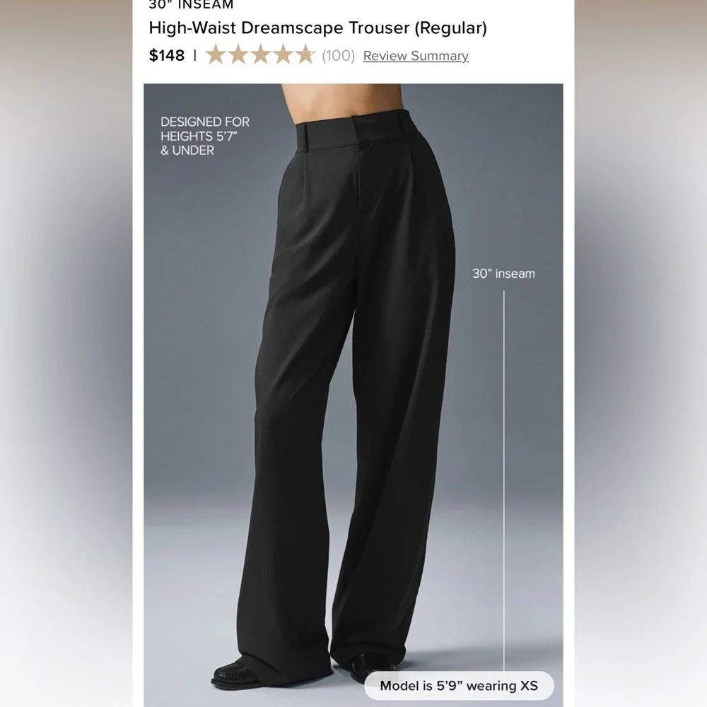 ALO Yoga Black High-Waist Dreamscape Trouser Regular - Picture 2 of 5